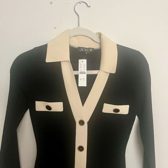 J.Crew Contrast mini sweater-dress in Supersculpt yarn-BN155-BLACK IVORY-NWT - Picture 5 of 5